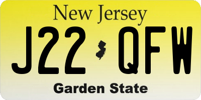 NJ license plate J22QFW