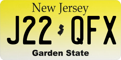 NJ license plate J22QFX