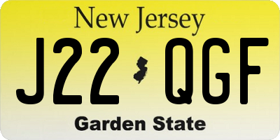 NJ license plate J22QGF