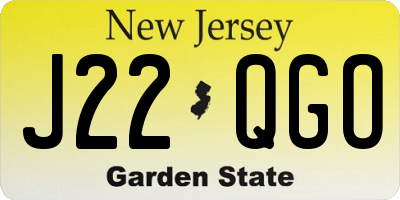 NJ license plate J22QGO