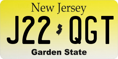 NJ license plate J22QGT