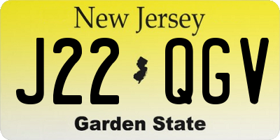 NJ license plate J22QGV