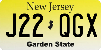 NJ license plate J22QGX