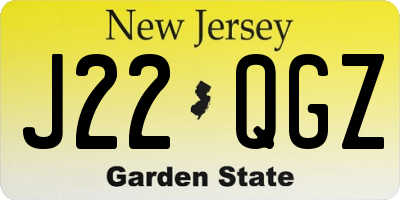 NJ license plate J22QGZ
