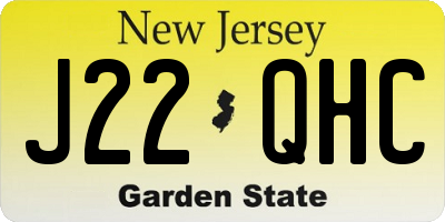 NJ license plate J22QHC