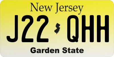NJ license plate J22QHH