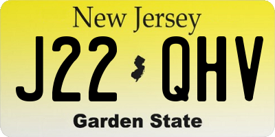 NJ license plate J22QHV