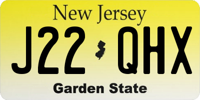NJ license plate J22QHX