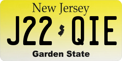 NJ license plate J22QIE