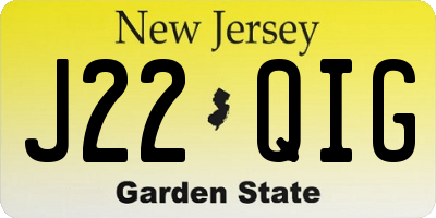 NJ license plate J22QIG