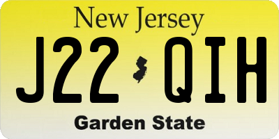 NJ license plate J22QIH