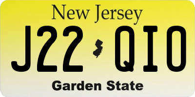 NJ license plate J22QIO