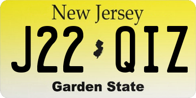 NJ license plate J22QIZ