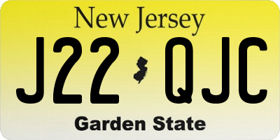 NJ license plate J22QJC