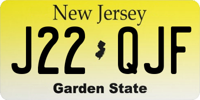 NJ license plate J22QJF
