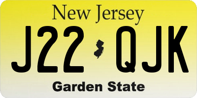 NJ license plate J22QJK