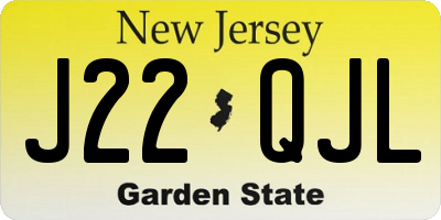NJ license plate J22QJL