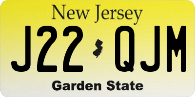 NJ license plate J22QJM