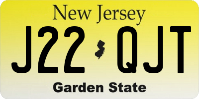 NJ license plate J22QJT