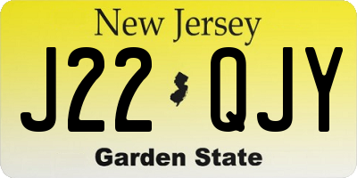 NJ license plate J22QJY