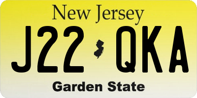 NJ license plate J22QKA