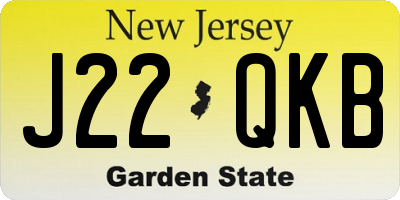 NJ license plate J22QKB