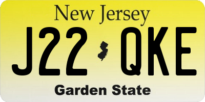 NJ license plate J22QKE
