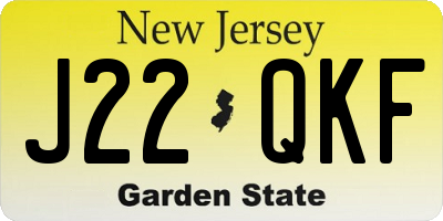NJ license plate J22QKF