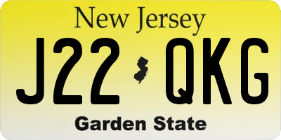 NJ license plate J22QKG