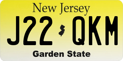 NJ license plate J22QKM