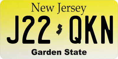 NJ license plate J22QKN