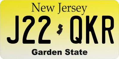 NJ license plate J22QKR