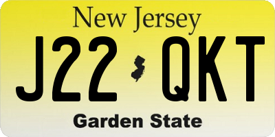 NJ license plate J22QKT