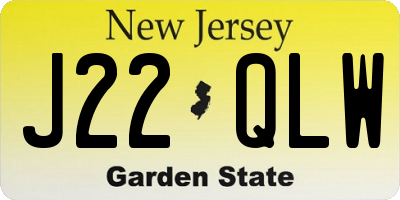 NJ license plate J22QLW