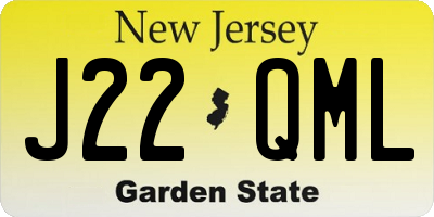 NJ license plate J22QML