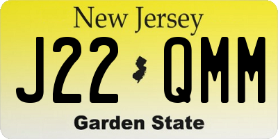 NJ license plate J22QMM