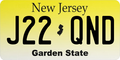 NJ license plate J22QND