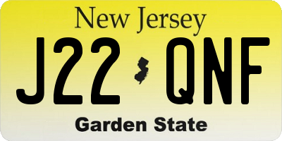 NJ license plate J22QNF