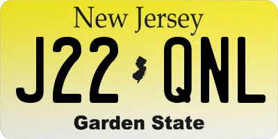 NJ license plate J22QNL