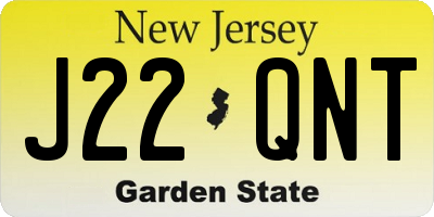 NJ license plate J22QNT