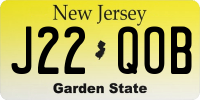 NJ license plate J22QOB