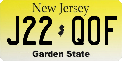 NJ license plate J22QOF