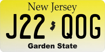 NJ license plate J22QOG
