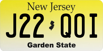 NJ license plate J22QOI