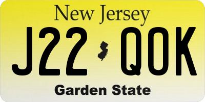 NJ license plate J22QOK