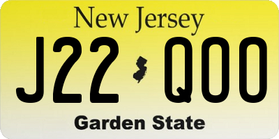 NJ license plate J22QOO