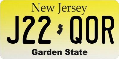 NJ license plate J22QOR