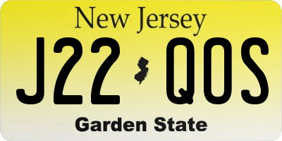 NJ license plate J22QOS