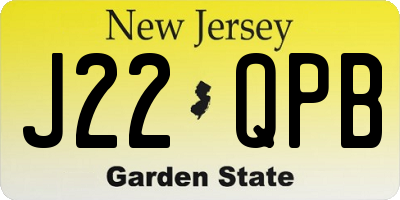 NJ license plate J22QPB