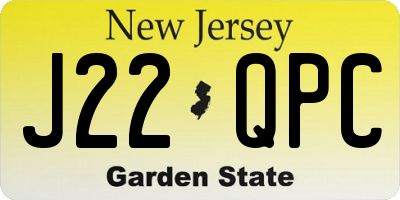 NJ license plate J22QPC